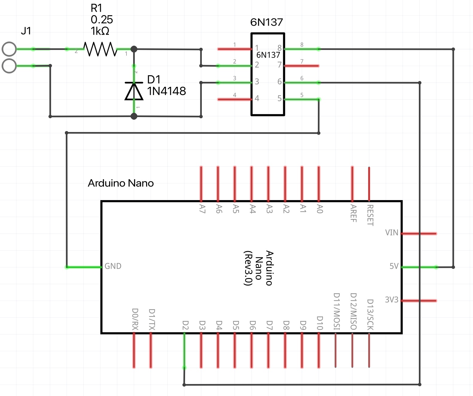 Arduino DCC dekóder kapcsolási rajz
